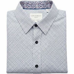 Construct Slim Fit 4-Way Stretch Button Down Shirt Mens Large Blue White Print